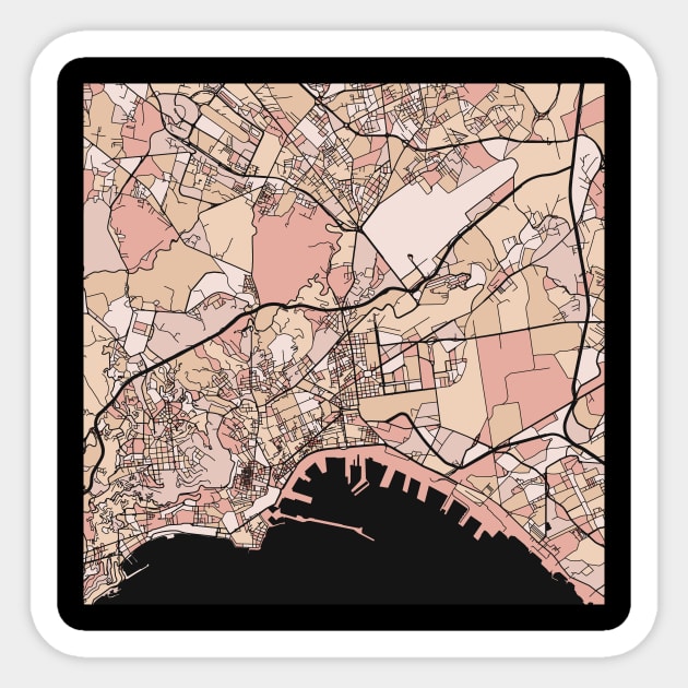 Naples Map Pattern in Soft Pink Pastels Sticker by PatternMaps